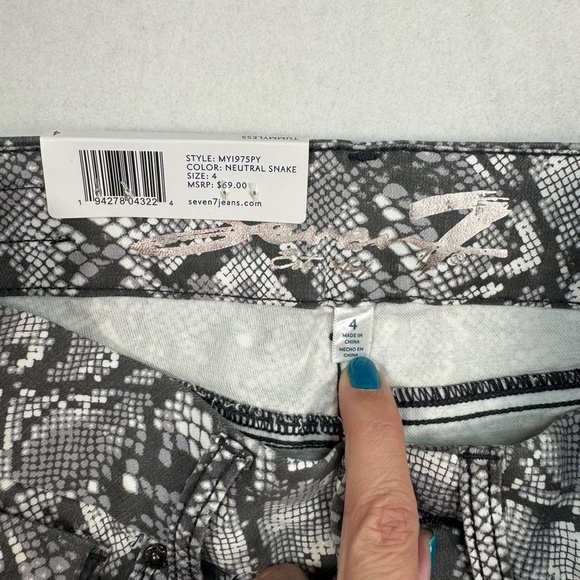 Seven 7 Tummyless Skinny Jeans SZ 4 High Rise Snake Skin NWT - Picture 5 of 16